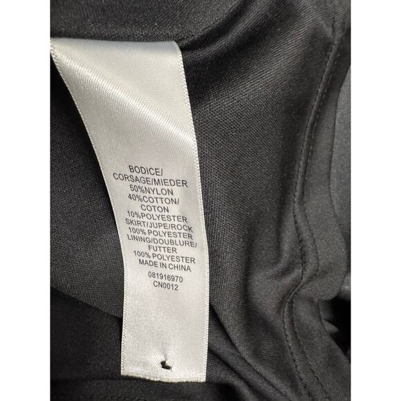 Adrianna Papell Black Quarter Sleeve Ribbon Sequin High Low Gown Size 4 - Picture 11 of 12